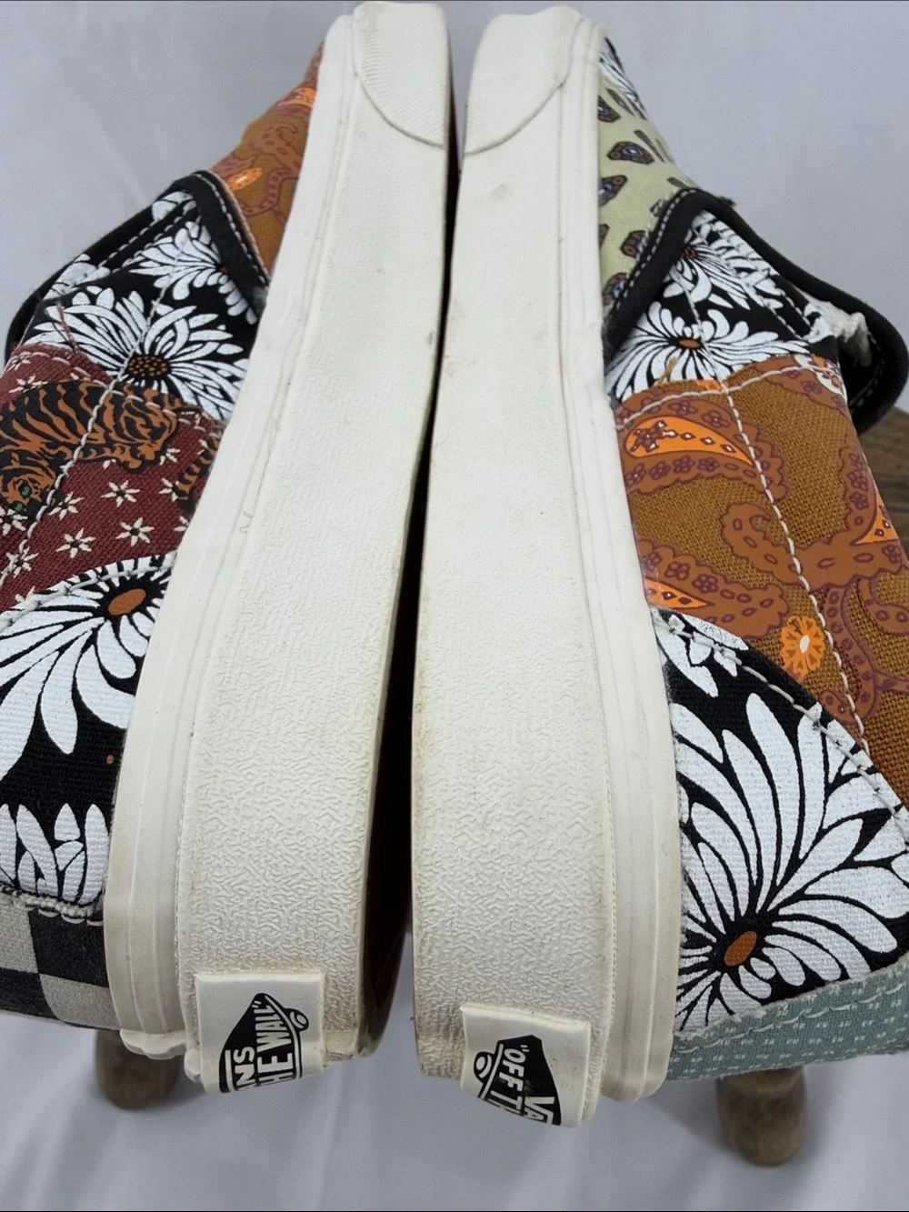 Vans Classic Tiger Patchwork Slip-On Loafers Sneakers, W 8.5, M 7